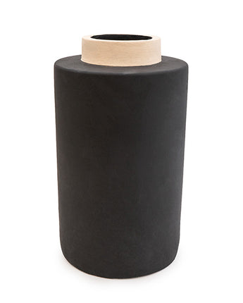 Chic Contrast: Small Black and Cream Cylinder Vase