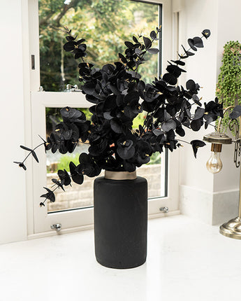 Chic Contrast: Small Black and Cream Cylinder Vase