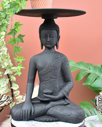 Elegant Black Resin Buddha Table