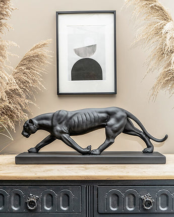 Art Deco Style Black Panther On Plynth Ornament