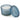 A blue glass jar sea salt scented candle with a matching textured glass lid leaning against it