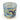 A glass scented led candle with a clear lid, featuring a blue and gold illustration of a tree and waves