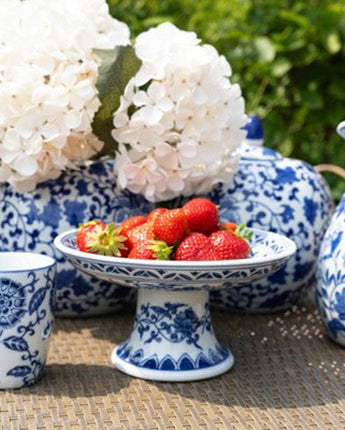 Blue and White Floral Cake Stand, Elegant Design