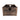 A rustic dark brown wooden crate with a heart-shaped cutout on the front