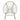 White woven egg chair outdoor with black legs on a white background.