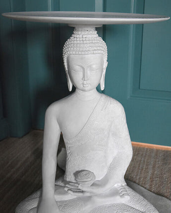 Tranquil Serenity Of Brushed Cream Buddha Table