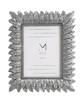 Art Deco Style Silver Leaf Design Photo Frame