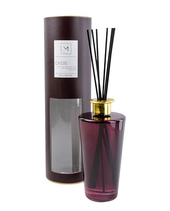 Fruity Cassis Scented- Reed Diffuser in Dark, Elegant Glass Bottle, 500ML