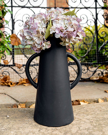 Matt Black Conical Vase with Handles