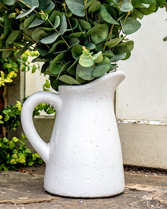 Graceful White Jug Vase with Tilted Spout for Flowers