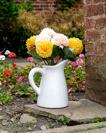 Bliss Pink and White Lifelike Faux Chrysanthemum with a Single Green Stem