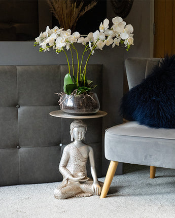 Elegant Silver Resin Buddha Table