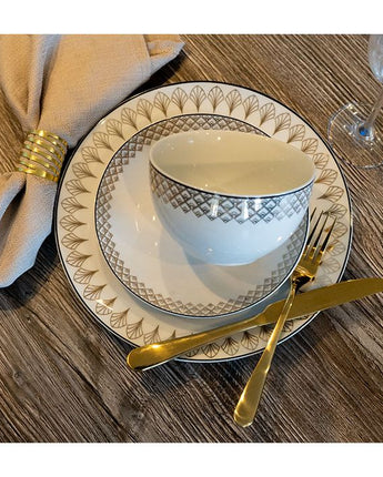 Set of Four Black and Gold Rice Bowls