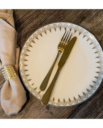 Black and Gold Coupe Dinner Plate