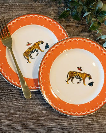 Set of two Tiger Print Side Plates with a Gift Box