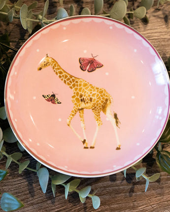 Giraffe Print Trinket Dish with Pink Background