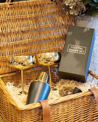 The King Charles Gift Hamper in a Brown Woven Basket