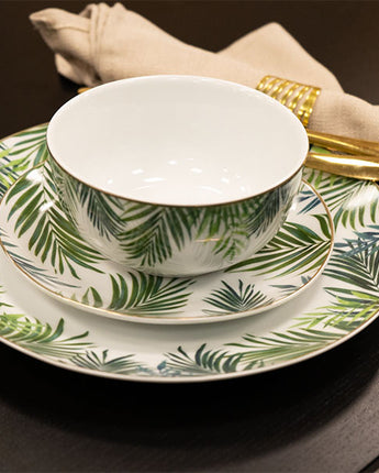 Set of Four Emerald Green Eden Decal Rice Bowls