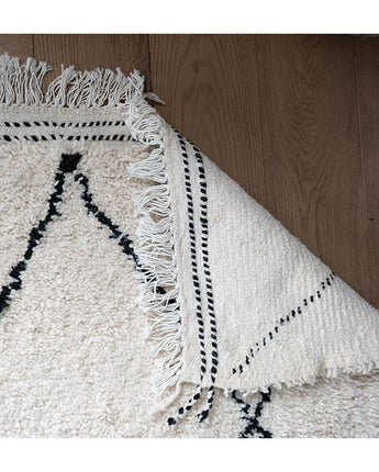 Extra Large Authentic Moroccan Berber Rug in Cream with a Black Cross Design