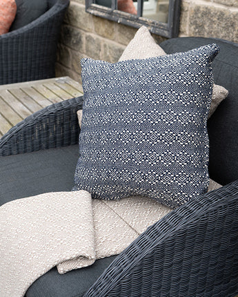 Textured Woven Moroccan Style Cushion in Navy Blue