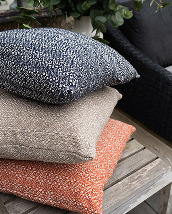 Textured Woven Moroccan Style Cushion in Navy Blue