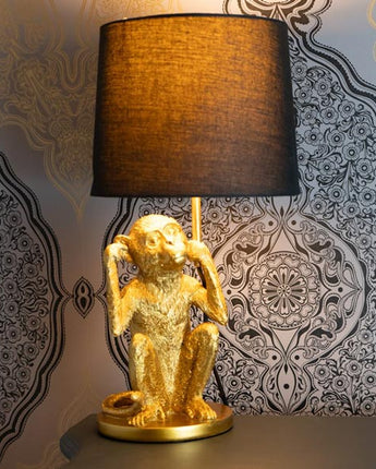 Playful Elegance with Black Monkey Lamp with Matching Shade