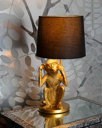 Playful Elegance with Black Monkey Lamp with Matching Shade