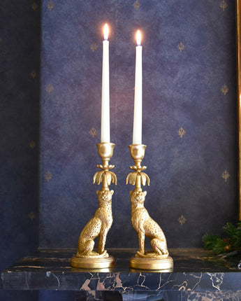 Set of Two Gold Leopard - Lavish Candleholder