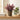 Artificial eucalyptus plant in a rustic brown pot styled on a wooden table with books and neutral decor.