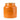Orange glass jar on white background.
