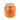 Top view of orange glass jar with lid, on white background.