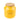 Top view of red glass jar on white background.