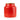 Red glass jar on white background.