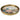Metal decorative tray with a gold rim and scenic design on a white background