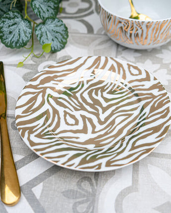 Gold and White Zebra Print Side Plate