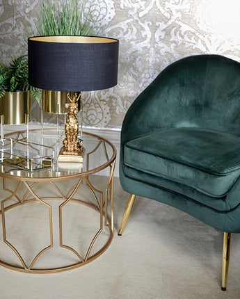 Elegant Gold Leopard Lamp Base with Bold Black Shade