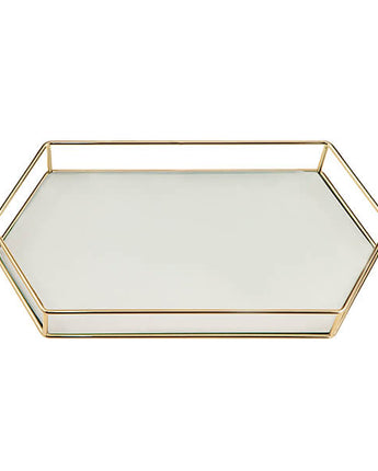 Art Deco Style Gold 31CM Hexagon Mirrored / Metal Tray