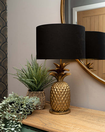 Glamorous Pineapple Gold Base Lamp with Black and Gold Shade