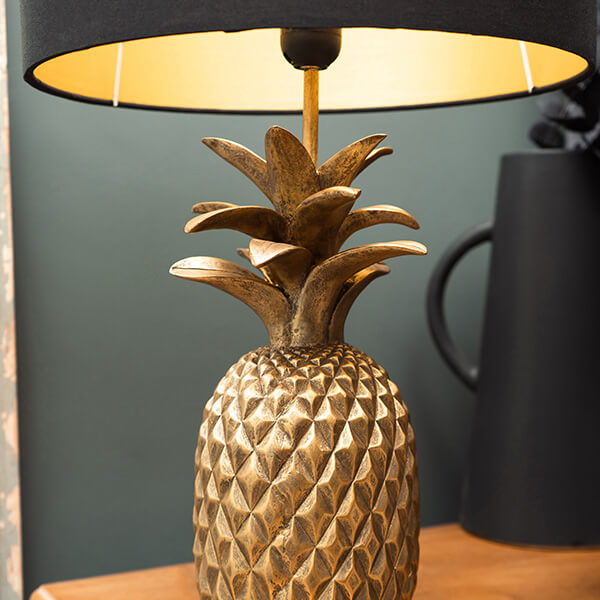 Glamorous Pineapple Gold Base Lamp with Black and Gold Shade – Madison ...