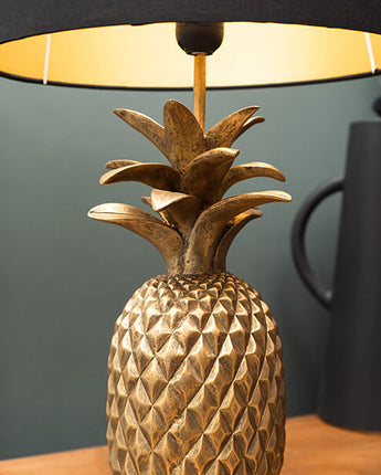 Glamorous Pineapple Gold Base Lamp with Black and Gold Shade