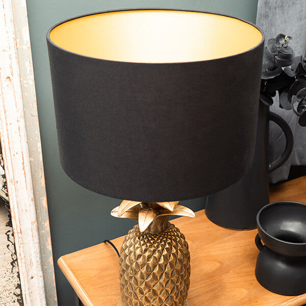 Glamorous Pineapple Gold Base Lamp with Black and Gold Shade – Madison ...