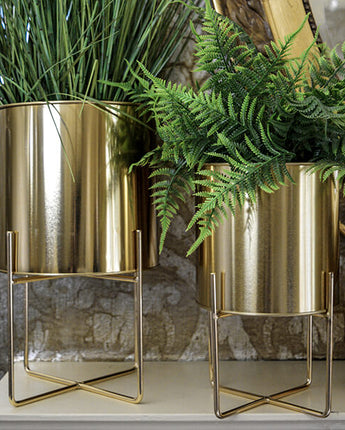 Luxe Sophisticated Large Gold Planter with Stand