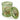 Decorative green blossom candle with intricate designs on a white background