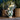 Emerald Green Leaves and Birds Footed Mugs with a White Handle