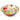Wide bowl with painted tomatoes inside, on white background.