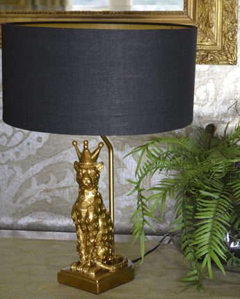 Elegant Gold Leopard Lamp Base with Bold Black Shade