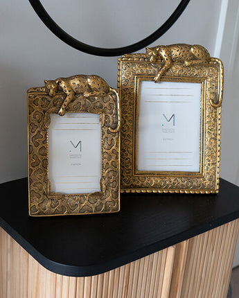 Elegant Leopard 4x6 Gold Photo Frame Design