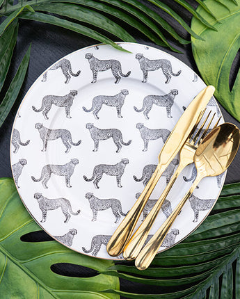 Black and White Leopard Print Dinner Plate