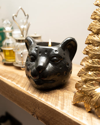 Pomegranate Scented Candle in a Black Leopard Holder