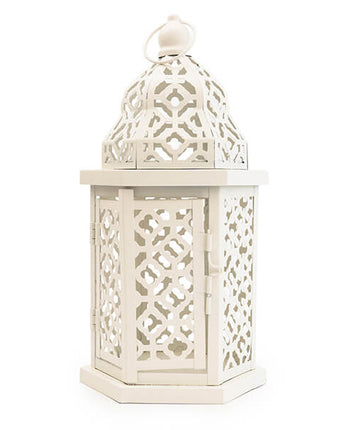 Timeless Medium Cream Lantern with Intricate Cut-Out Design